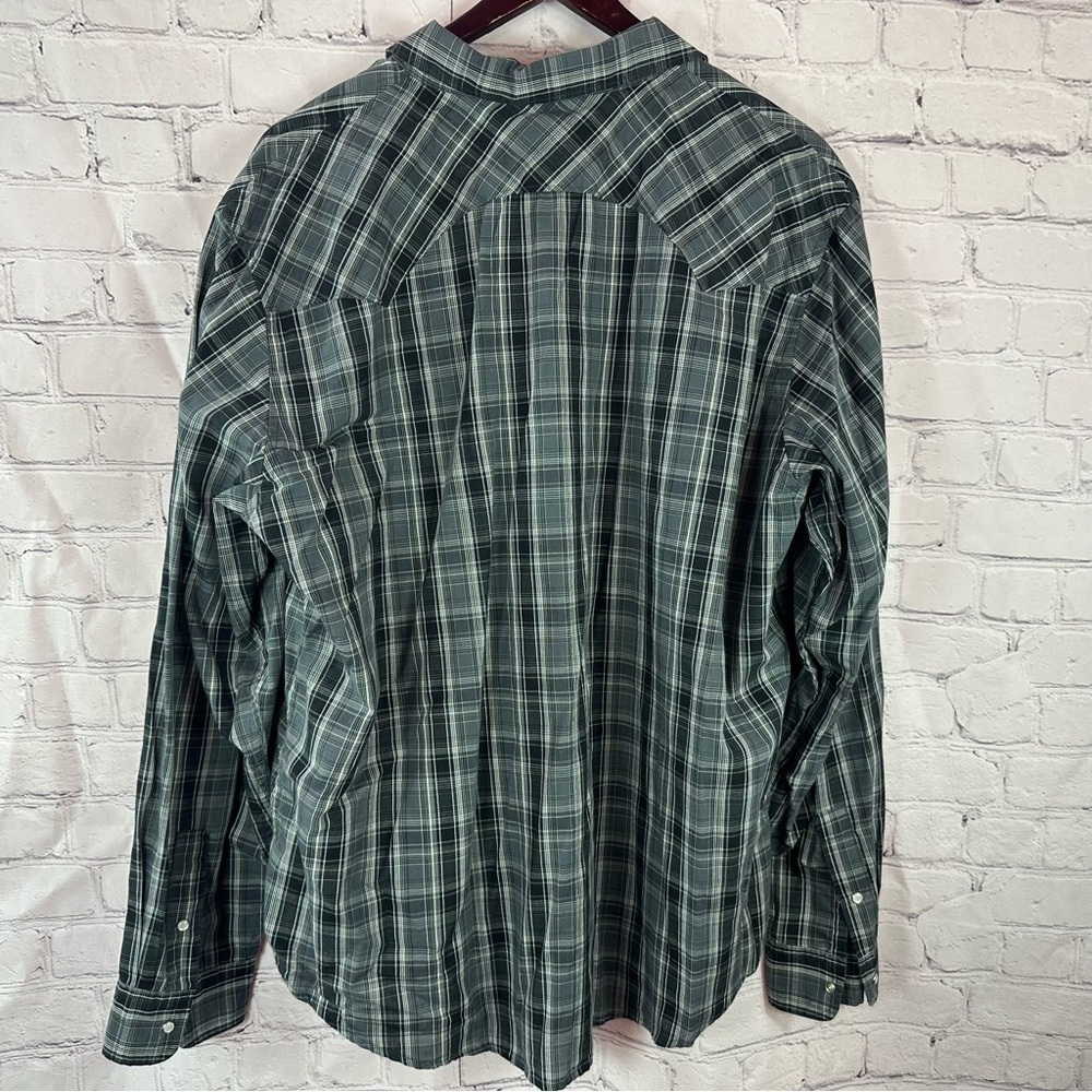 Levi's grey black plaid western pearl snap Shirt sz XXL cotton blend festival - Picture 3 of 7